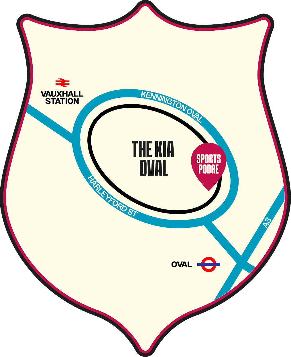 Location map, the Kia Oval